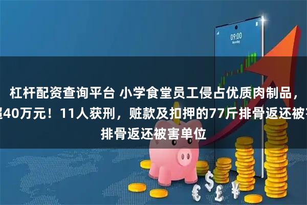 杠杆配资查询平台 小学食堂员工侵占优质肉制品，涉案超40万元！11人获刑，赃款及扣押的77斤排骨返还被害单位